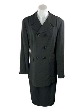 Tahari Women's Black Double Breasted Peacoat Pencil Skirt Two Piece Set Size 12